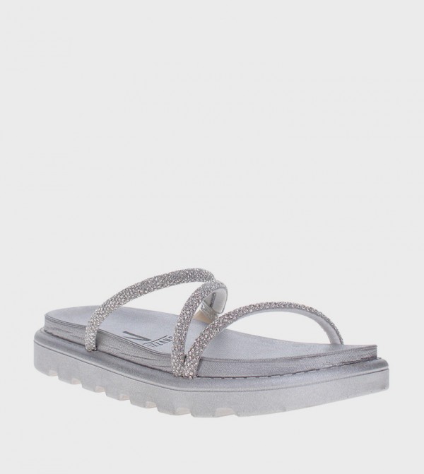 Embellished Strap Open Toe Flat Sandals