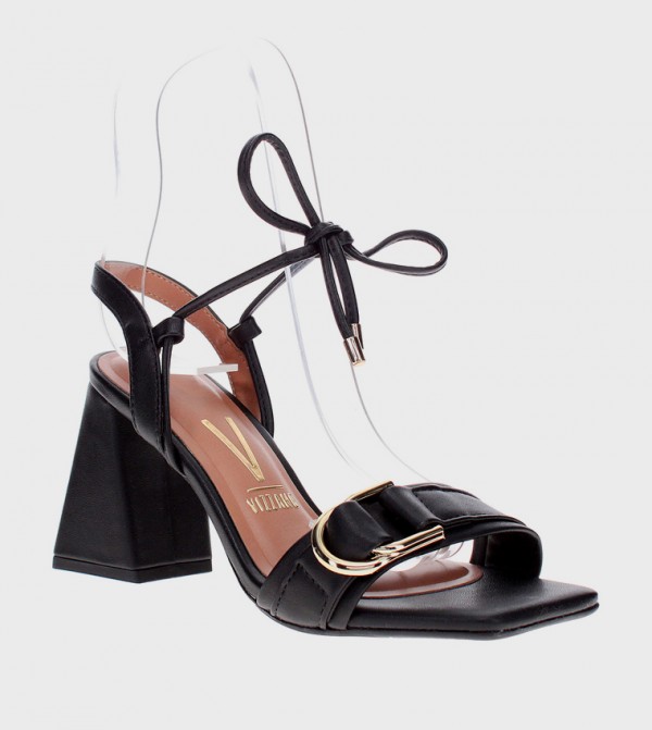 Ankle Tie Square Toe Heel Sandals