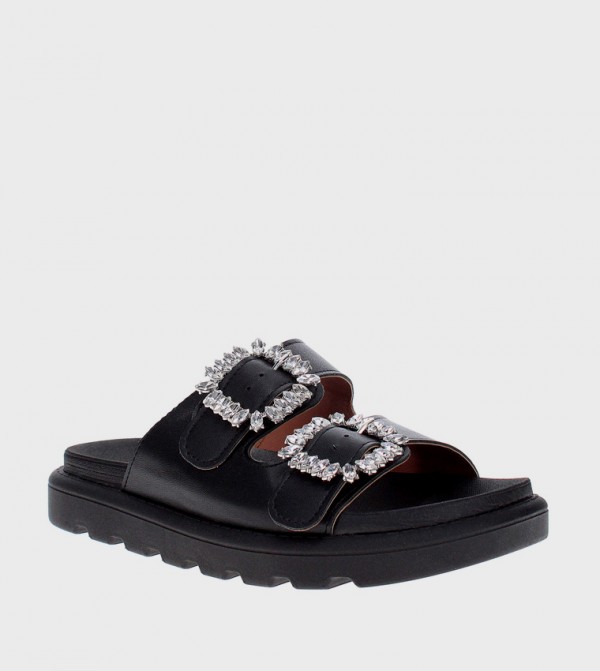 Embellished Double Strap Comfort Sandals