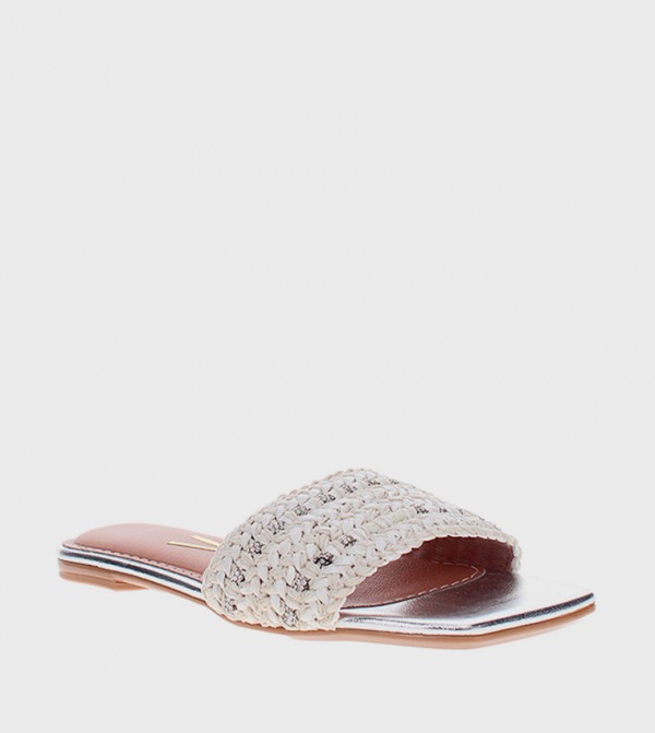 Embellished Square Toe Flat Sandals