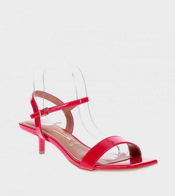 Solid Square Toe Heel Sandals