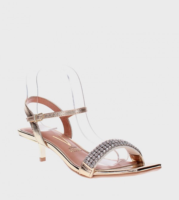 Embellished Square Toe Heel Sandals