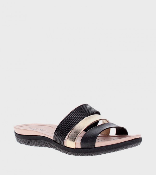 Color Block Open Toe Flat Sandals