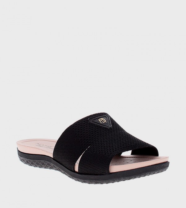 Logo Detail Open Toe Flat Sandals