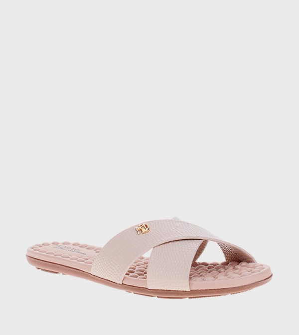 Textured Open Toe Flat Sandals