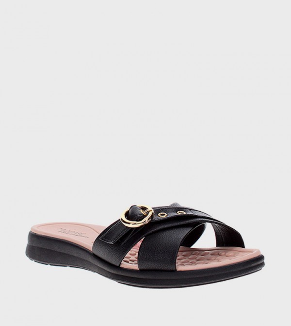 Buckle Strap Open Toe Flat Sandals
