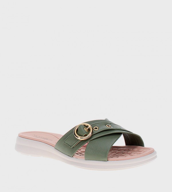 Buckle Strap Open Toe Flat Sandals