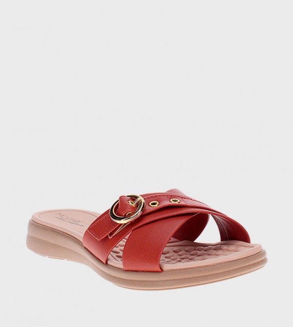 Buckle Strap Open Toe Flat Sandals