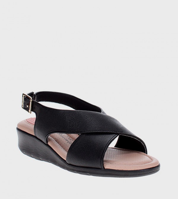 Textured Slingback Wedge Sandals