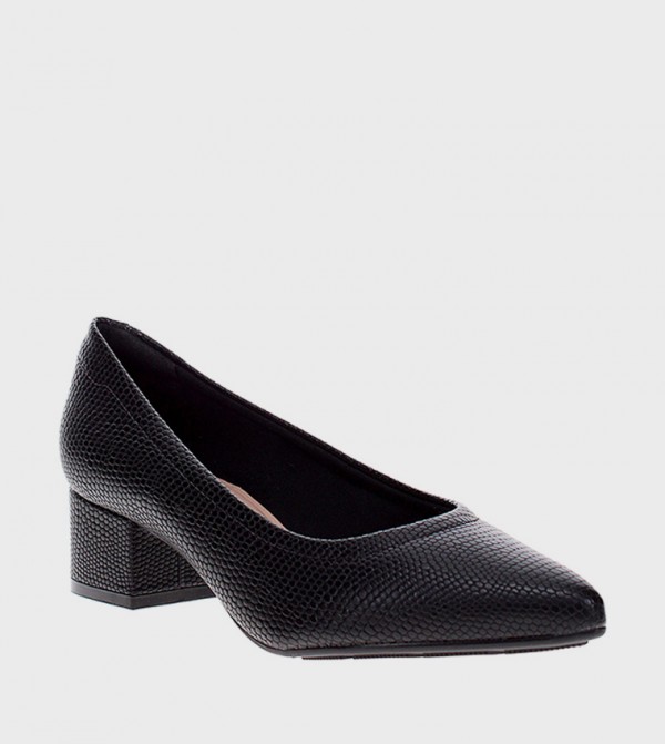 Textured Block Heel Pumps