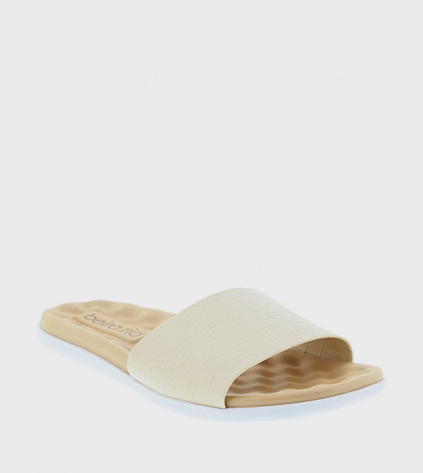 Textured Open Toe Flat Sandals