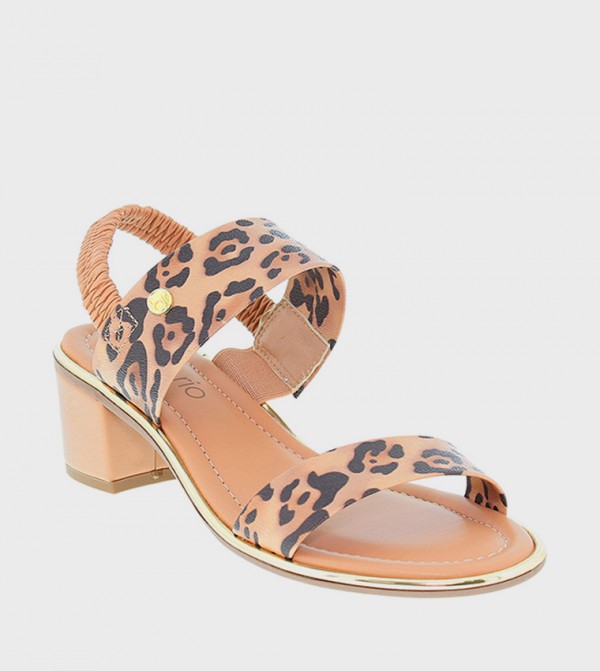Animal Patterned Open Toe Heel Sandals