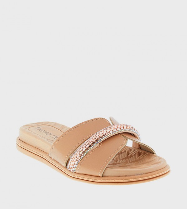 Embellished Open Toe Flat Sandals