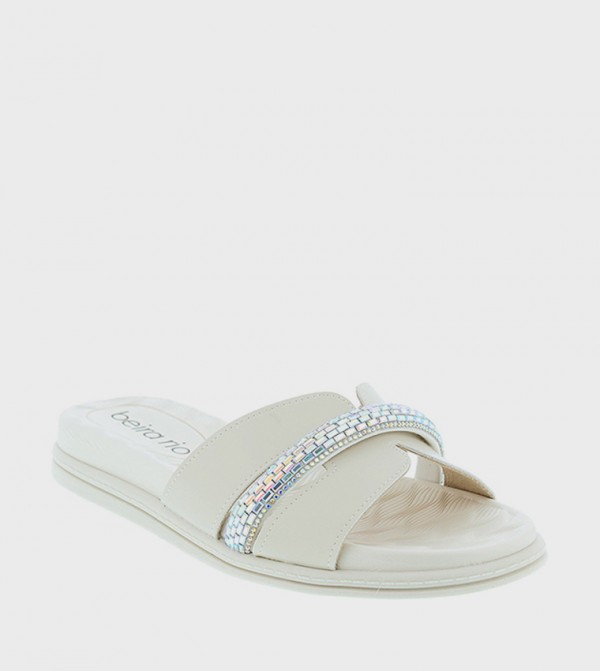 Embellished Open Toe Flat Sandals