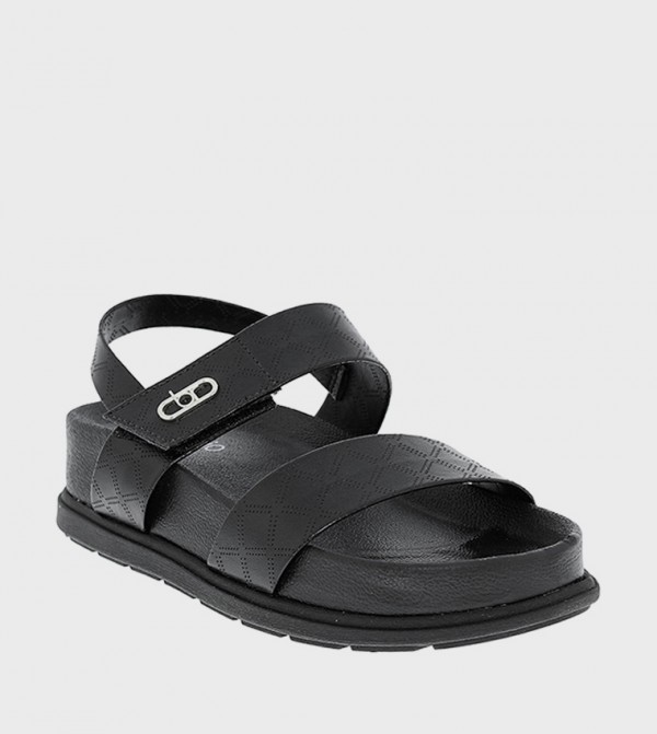 Textured Slingback Platform Sandals