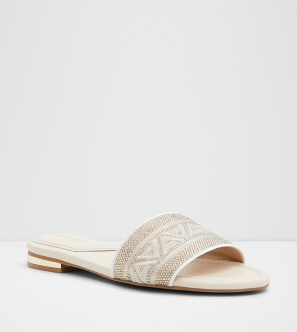 GHALIA Embellished Open Toe Flat Sandals