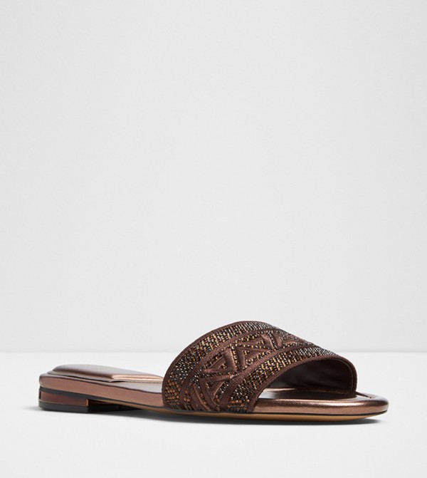 GHALIA Embellished Open Toe Flat Sandals