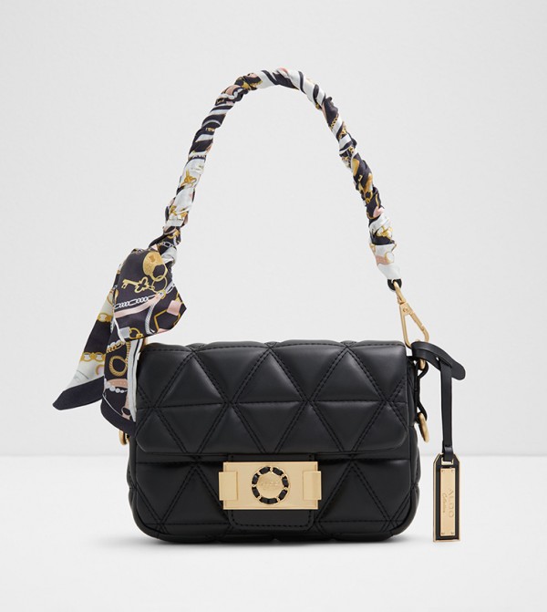 GRACIA Quilted Scarf Charm Shoulder Bag