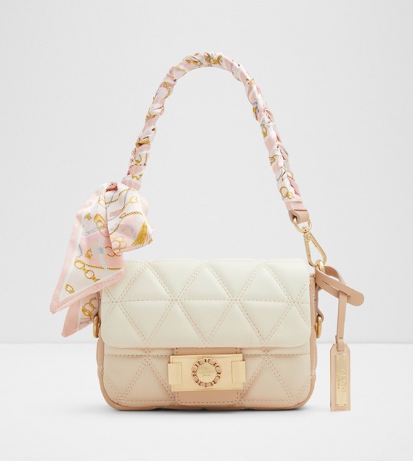GRACIA Quilted Scarf Charm Shoulder Bag