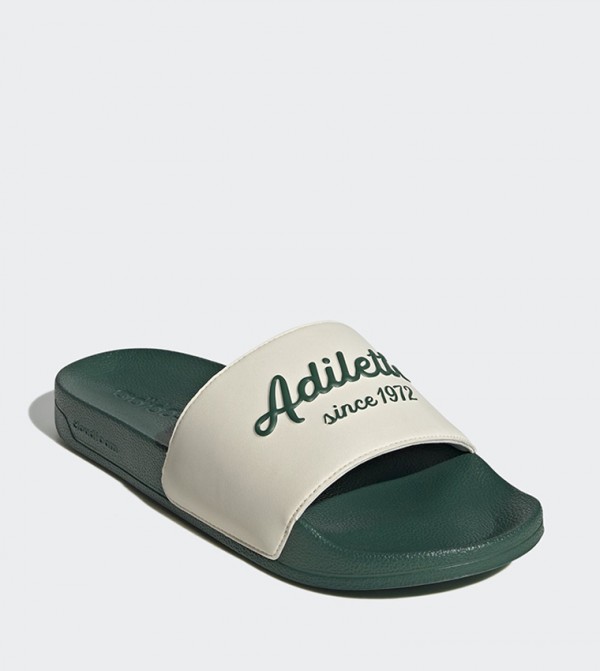 adidas slides green and white