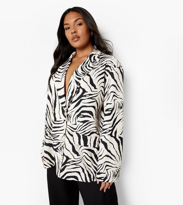 Animal print blazer hot sale plus size