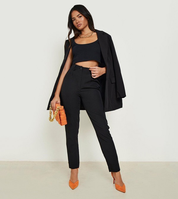 High Waist Tapered Tailored Suit Trousers