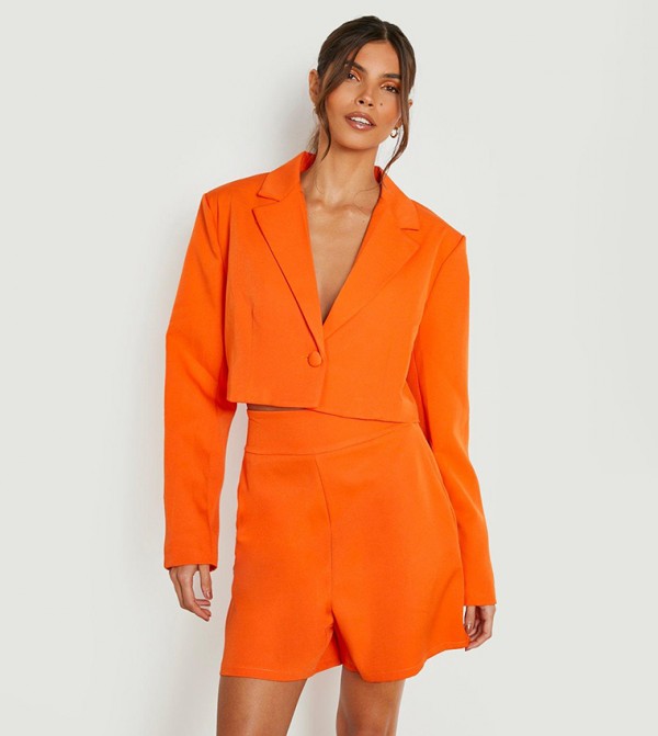 Orange blazer and best sale shorts
