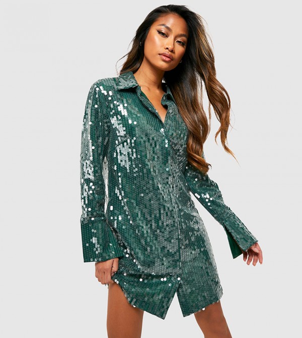 Zara sequin hot sale shirt dress