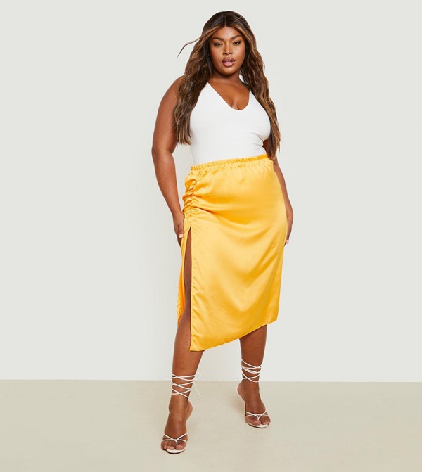 Plus size satin pencil skirt 2025