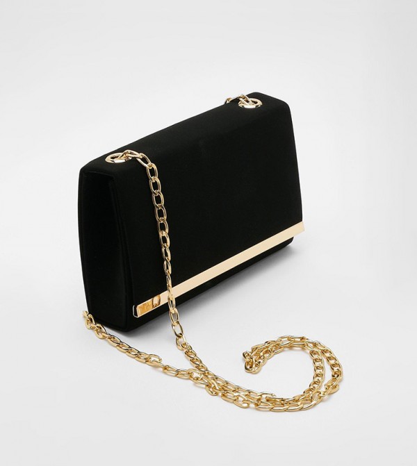 boohoo Feather Chain Strap Clutch Bag