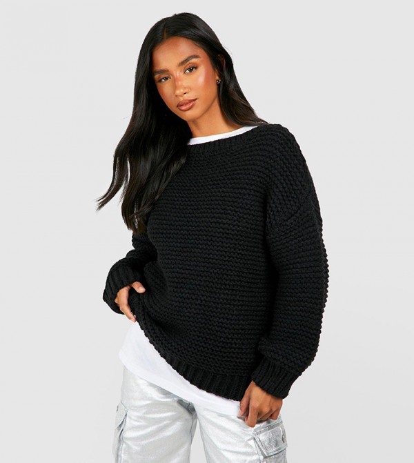 Oversized black sale knit jumper