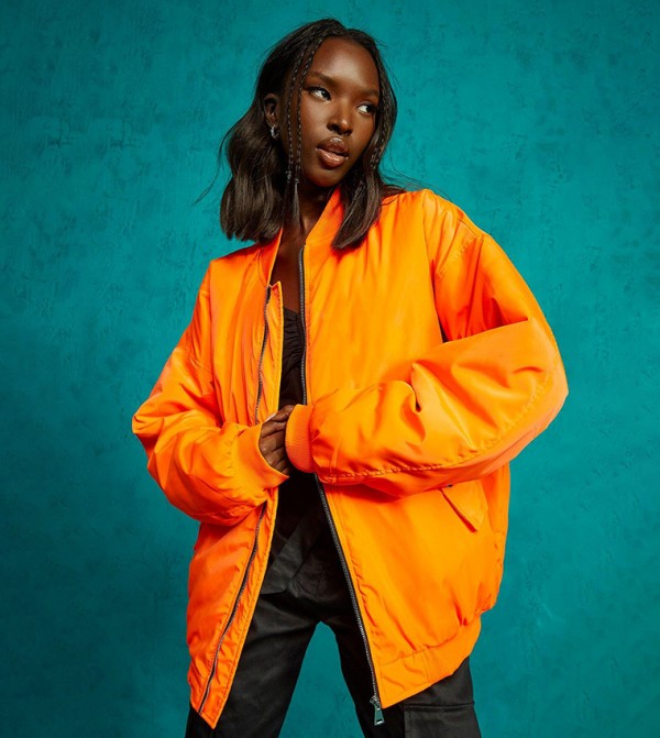 Oversized orange jacket on sale