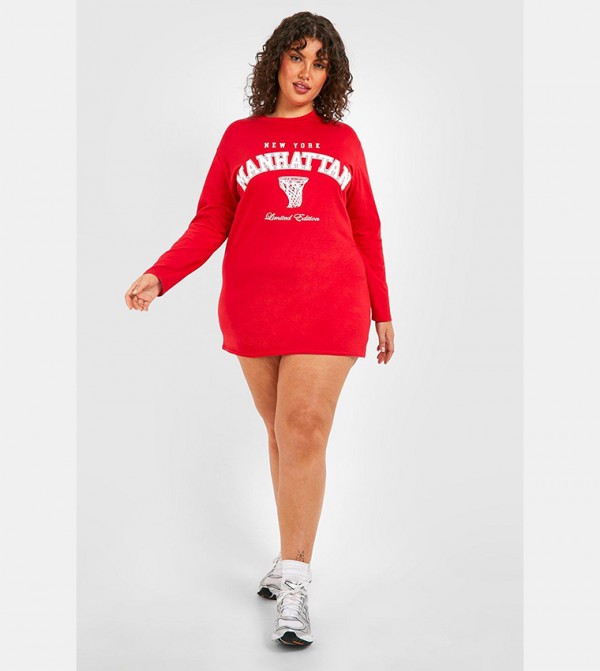Plus size red t shirt deals dress