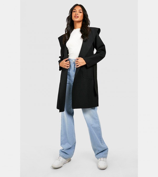 Hooded Wool Look Coat