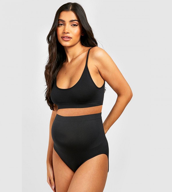 Buy Boohoo Maternity Seamless Bra And Bump Support Brief Set In