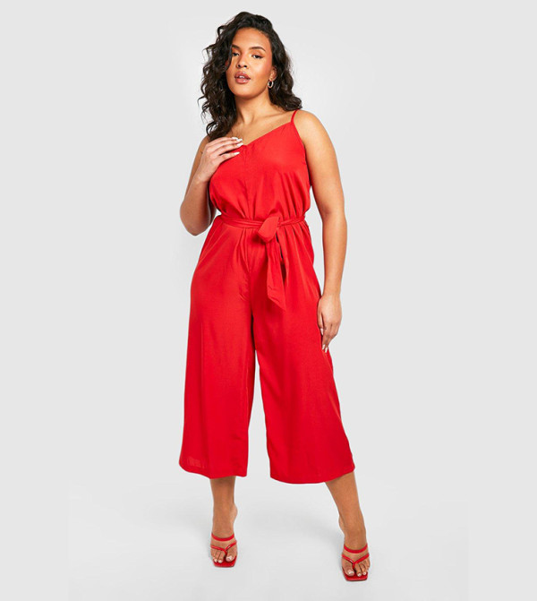 Buy Boohoo Woven Strappy Culotte Jumpsuit In Red 6thStreet Saudi