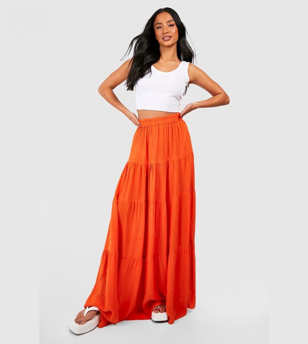 Orange shop skirt long