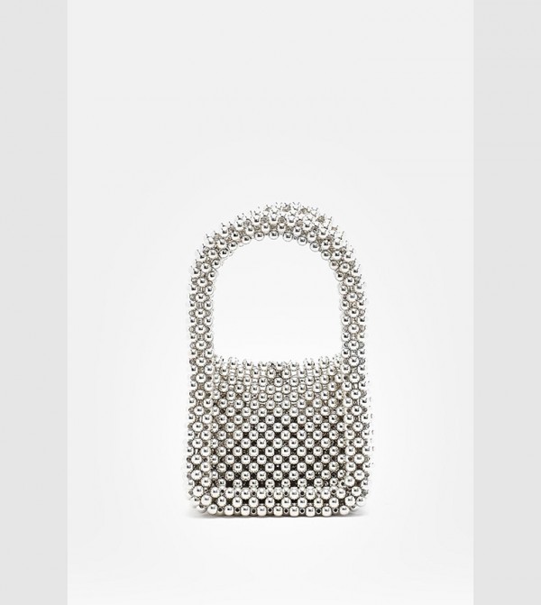 Buy Boohoo Premium Silver Bead Mini Bag In Silver 6thStreet UAE