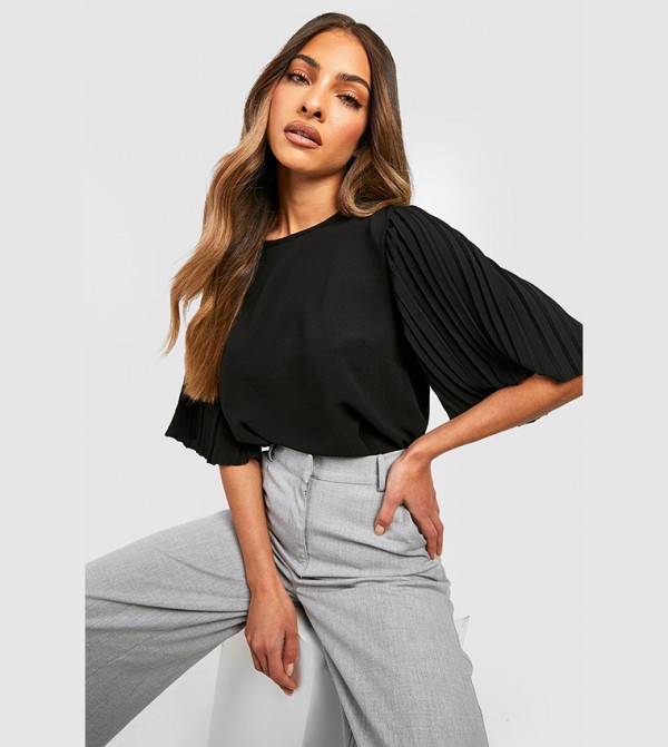 Pleat Sleeves Woven Top