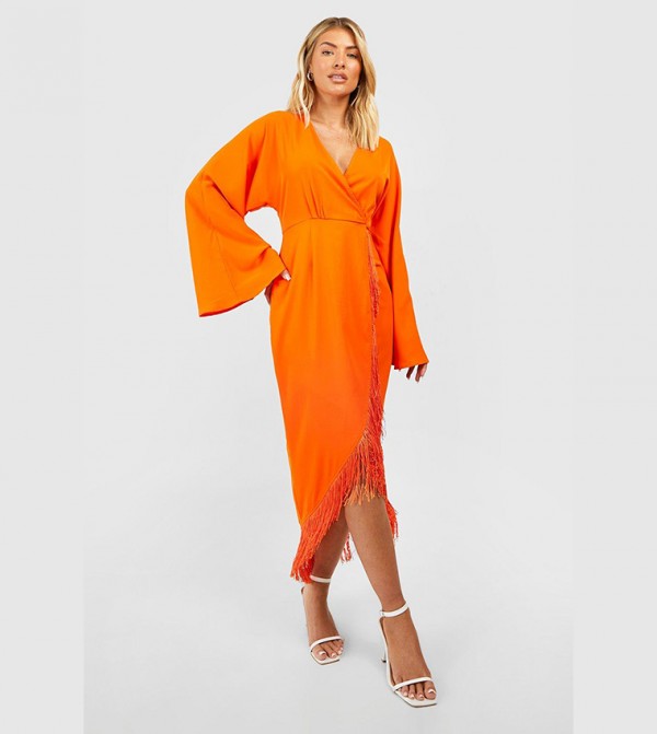 Orange wrap sale around dress