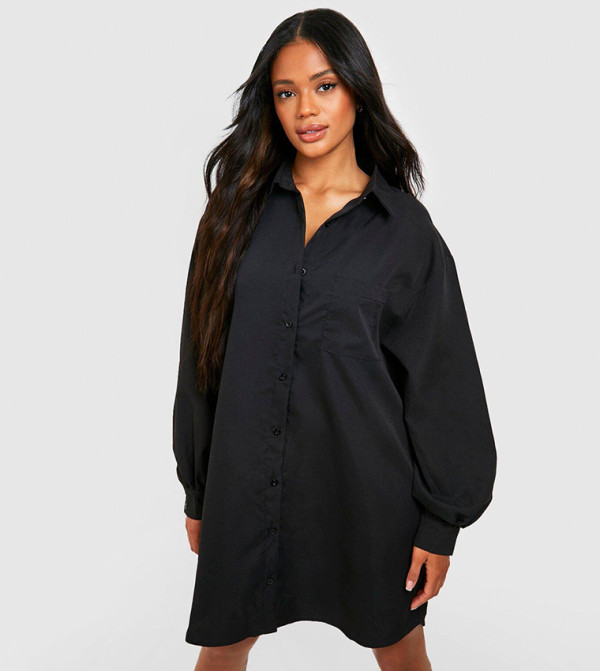 Buy Boohoo Oversized Poplin Shirt Dress In Black | 6thstreet Qatar Buy Boohoo Oversized Poplin Shirt Dress In Black | 6thstreet Qatar