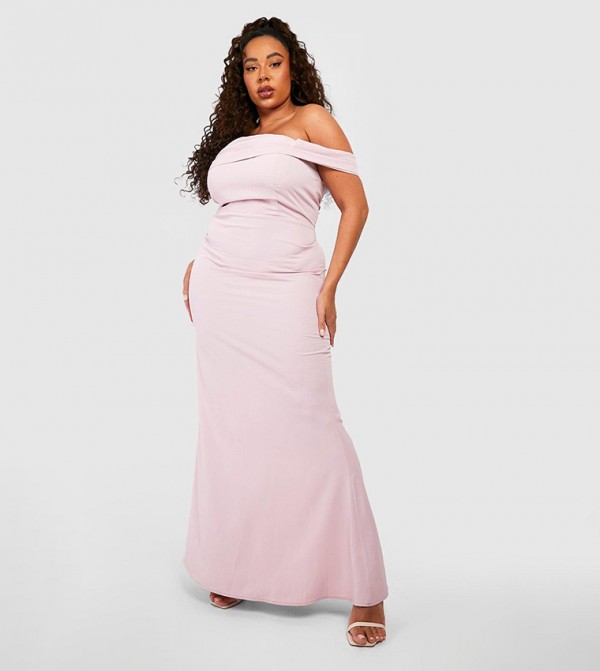 Buy Boohoo Bridesmaid Off The Shoulder Maxi Dress In Pink