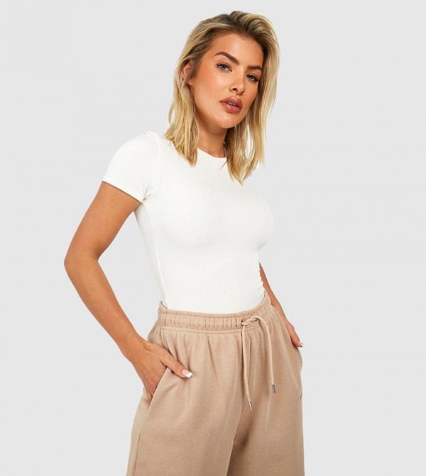Double Layer Slinky Short Sleeves Bodysuit