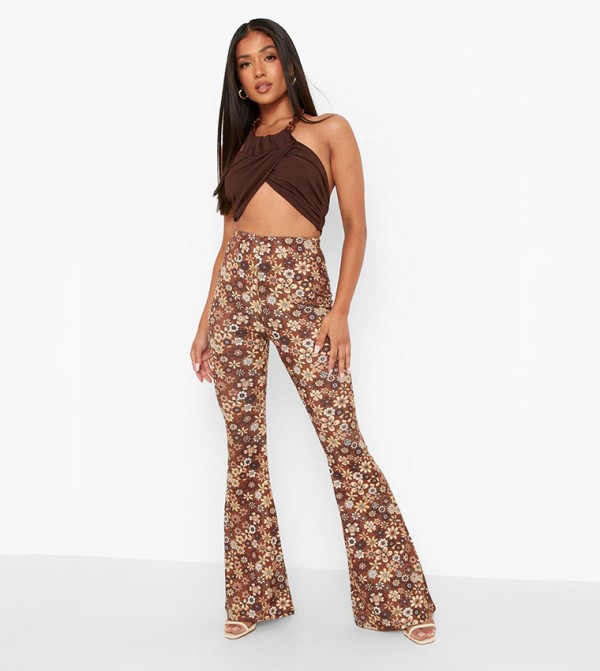 Abstract Printed Flared Trousers