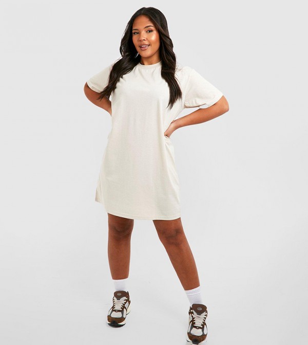 Plus size white tee shirt dress sale