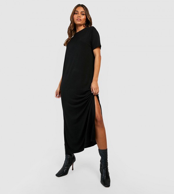 Plus Size Belted Wrap Short Sleeve Viscose Blend Jersey Dress | Karen Millen