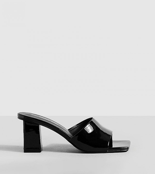 Black high sale heel mules