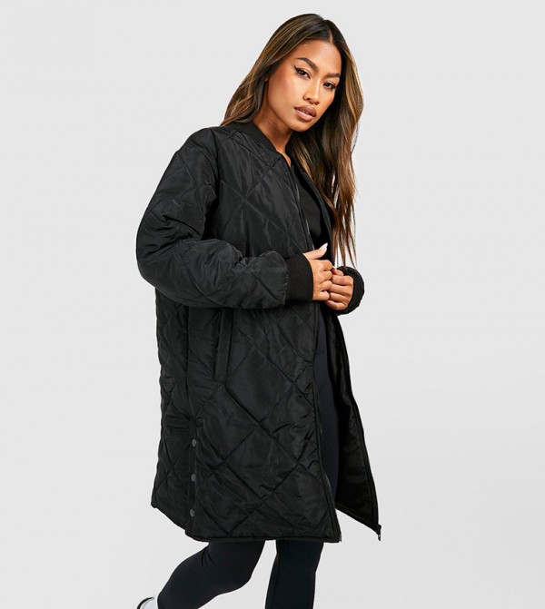 Longline Quilted Bomber Jacket