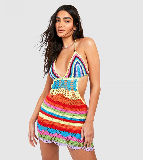 Crochet Patchwork Cover Up Beach Dress