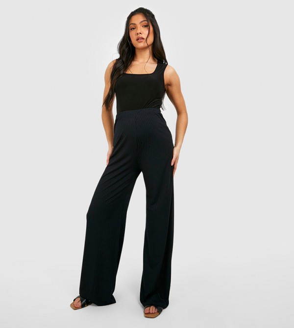 High Waist Deep Slit Ribbed Flare Pants – Best You Boutique LLC